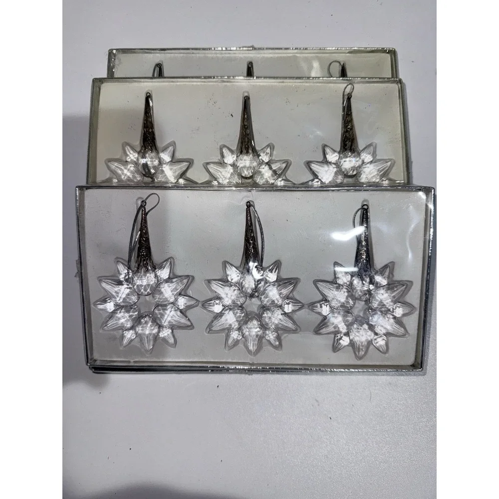 4 Boxes Clear Acrylic Starburst Ornaments With‎ Silver Tone Accents M